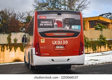 Santiago, Chile -  July 2022: A Transantiago, Or Red Metropolitana De Movilidad, Bus In Santiago