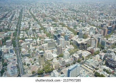 Santiago - Chile - March 05, 2022 - view of the city from Costanera center tower roof top.