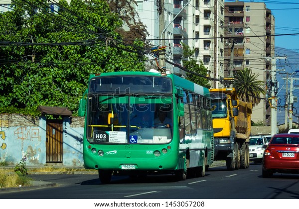 SANTIAGO, CHILE - NOVEMBER 2014: A
Santiago public Transport Transantiago bus in La
Cisterna