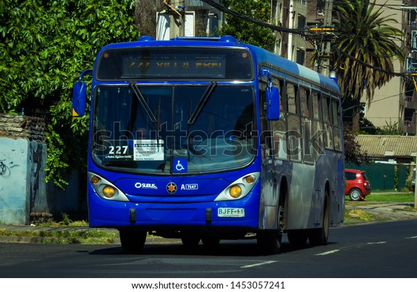 SANTIAGO, CHILE - NOVEMBER 2014: A
Santiago public Transport Transantiago bus in La
Cisterna