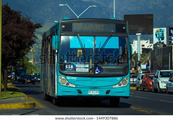 SANTIAGO, CHILE - OCTOBER 2014: Public transport\
bus in La Reina