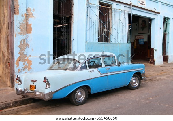 SANTIAGO, CUBA -
FEBRUARY 8, 2011: Parked classic American 