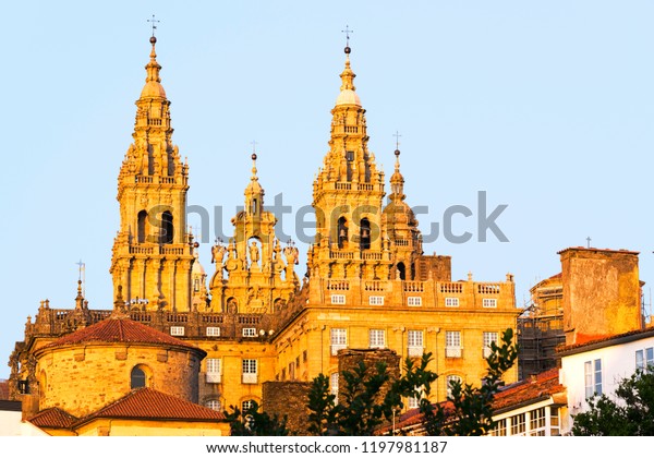 Santiago De Compostela Cathedral Church Galicia Buildings Landmarks Stock Image