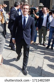 Santiago De Compostela-Spain. Pablo Casado, National President Of The Political Party Partido Popular (PP) On April 10, 2019