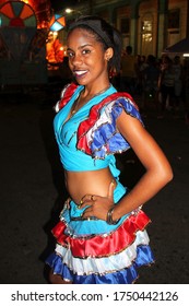 Santiago De Cuba, Cuba, July 22, 2017. The Beautiful Dancers Are The Main Attraction Of The Santiago Carnival.