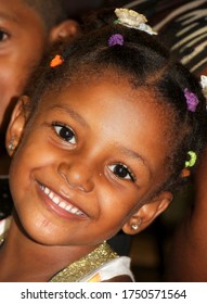 Santiago De Cuba, Cuba, July 22, 2017. Children Enjoy The Santiago Carnival 