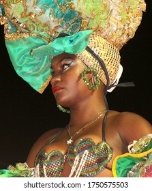 Santiago De Cuba, Cuba, July 22, 2017. The Beauty Of The Dancers Shines At The Santiago Carnival.