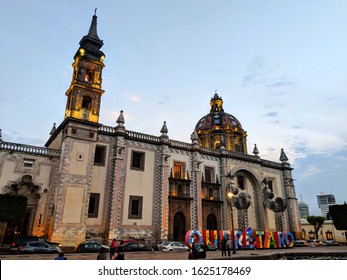 Santiago De Querétaro, Mexico - January 17, 2019:  Beautiful Church Of Santa Rosa De Viterbo In The Downtown Area.