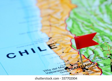 Santiago Pinned On A Map Of Chile 