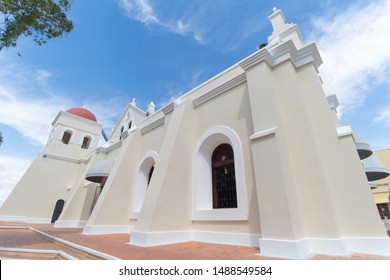 SANTO CERRO, LA VEGA/DOMINICAN REPUBLIC - JUNE 24, 2019: Side view of Las Mercedes catholic church located in Santo Cerro. This is the historic place where Christopher Columbus planted the first cross