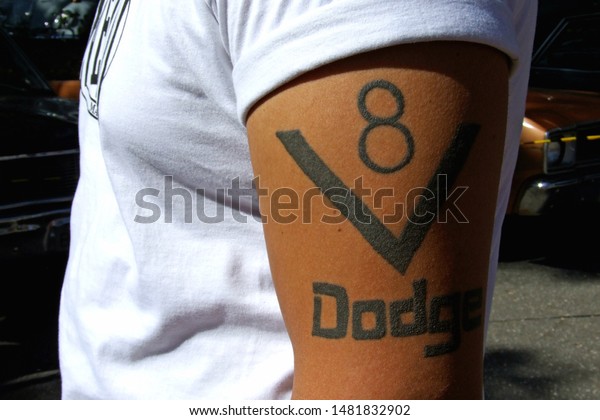 Santo Dodge V8 Tattoo Detail Tattoo Stock Photo Edit Now