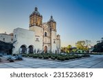Santo Domingo church in Oaxaca, Mexico, at sunset.