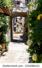 Santo'Oreste, Rome, Italy - May 14 2022: The ancient street in the old town of Sant'Oreste on Soratte mountain