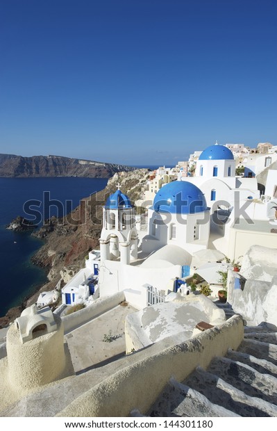 Santorini Greece Oia Hillside Village Scenic Stock Photo (Edit Now ...