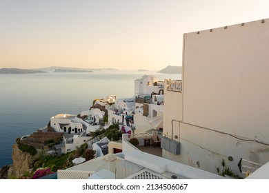 Santorini, Greece, September 17, 2020: Beautiful Cycladic architecture on Santorini. Cyclades Islands, Greece
