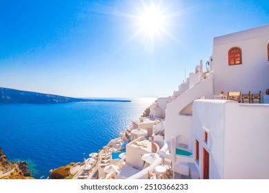 Santorini Greek architecture. Whitewashed buildings in Oia, Santorini, cyclades islands, Greece. - Powered by Shutterstock