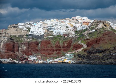 Santorini Island in Cyclades Greece