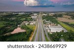 Santos Dumont Highway in Indaiatuba close to Viracopos airport. Late afternoon with moderate traffic.