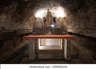Santuario Sant'Agata al Carcere, Catania Sicily,Italy - 10 December 2019:It contains a roman’s cell, known as the prison of Saint Agatha, where she was imprisoned and received the visit of Saint Peter