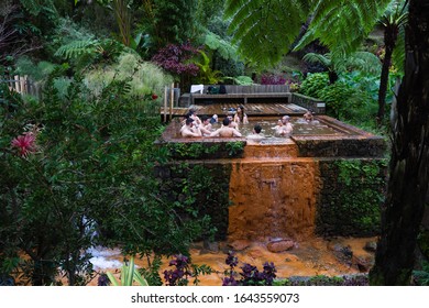 Sao Miguel, Azores - February 2020: Natural Hot Spring At 