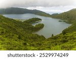 Sao Miguel island Azores archipelago Portugal Lake of Fire (Lagoa do Fogo) in the crater of the volcano Pico do Fogo on the island of Sao Migue part of the Azores archipelago in the Atlantic Ocean