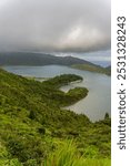 Sao Miguel island Azores archipelago Portugal Lake of Fire (Lagoa do Fogo) in the crater of the volcano Pico do Fogo on the island of Sao Migue part of the Azores archipelago in the Atlantic Ocean