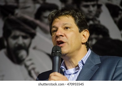 Sao Paulo, Brazil August 12, 2016: The Mayor Of Sao Paulo Fernando Haddad PT Plenary In Guainases District.