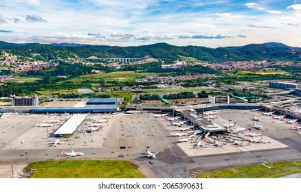 Sao Paulo, Brazil - January 31, 2021: Aerial View Of São Paulo - Guarulhos – Governor André Franco Montoro International Airport