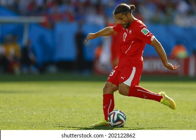 SAO PAULO, BRAZIL - July 1, 2014: Ricardo Rodriguez Of Switzerland During The Game Between Argentina And Switzerland At Arena Corinthians. No Use In Brazil.