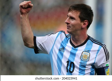 SAO PAULO, BRAZIL - July 9, 2014: Lionel Messi during the 2014 World Cup Semi-finals game between the Netherlands and Argentina at Arena Corinthians. NO USE IN BRAZIL.