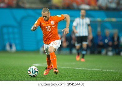 SAO PAULO, BRAZIL - July 9, 2014: Wesley Sneijder During The World Cup Semi-finals Game Between Netherlands And Argentina At Arena Corinthians