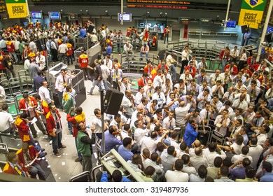 Sao Paulo, Brazil, June 19, 2004. BM&F, Commodities Exchange Futures,  Stock Brokers Trading In Sao Paulo, Brazil