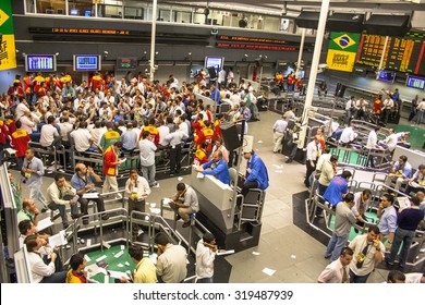 Sao Paulo, Brazil, June 19, 2004. BM&F, Commodities Exchange Futures,  Stock Brokers Trading In Sao Paulo, Brazil