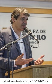 Sao Paulo, Brazil, March 31, 2016: Fernando Haddad, Brazilian Politician, Mayor Of Sao Paulo In Press Conference