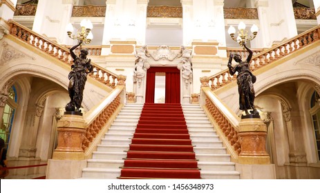 SAO PAULO, BRAZIL - MAY 15, 2019: Inside Of Municipal Theatre Of São Paulo, Brazil