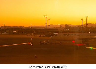 SAO PAULO , BRAZIL - May 23, 2022 : Guarulhos International Airport, Sao Paulo Brazil