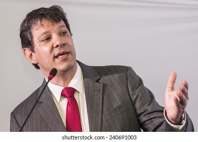 Sao Paulo, Brazil, November 07,2013: Fernando Haddad, Brazilian Politician, Mayor Of Sao Paulo In Press Conference