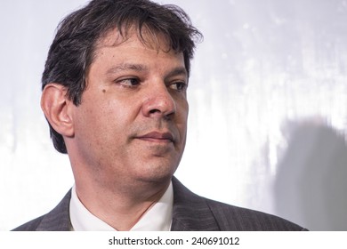 Sao Paulo, Brazil, November 07,2013: Fernando Haddad, Brazilian Politician, Mayor Of Sao Paulo In Press Conference