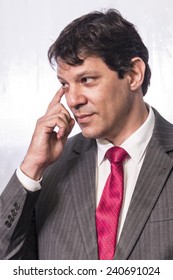 Sao Paulo, Brazil, November 07,2013: Fernando Haddad, Brazilian Politician, Mayor Of Sao Paulo In Press Conference