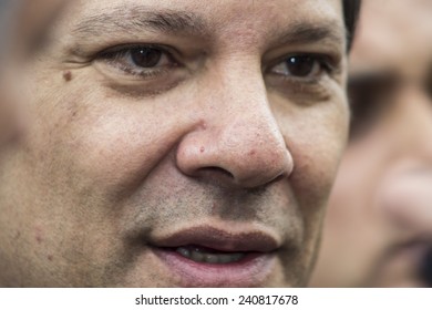 Sao Paulo, Brazil, November 07,2013: Fernando Haddad, Brazilian Politician, Mayor Of Sao Paulo In Press Conference