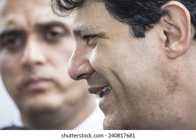 Sao Paulo, Brazil, November 07,2013: Fernando Haddad, Brazilian Politician, Mayor Of Sao Paulo In Press Conference