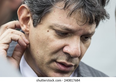 Sao Paulo, Brazil, November 07,2013: Fernando Haddad, Brazilian Politician, Mayor Of Sao Paulo In Press Conference