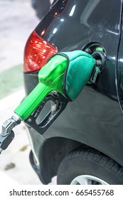 Sao Paulo, Brazil, November 15, 2011. Detail Of A Car Being Fueled With Ethanol In A Gas Station In Sao Paulo