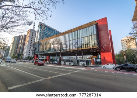 Sao Paulo Brazil Sep 24 2017 Paulista Avenue And Masp Sao Sao Paulo Brazil Sep 24 2017 Paulista Avenue And Masp Sao