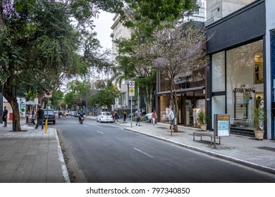 Sao Paulo, Brazil - Sep 27, 2017: Oscar Freire, A Fancy Shopping Street - Sao Paulo, Brazil