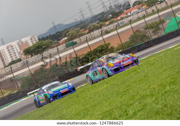 Sao Paulo\
November 23, 2018\
\
Car in action\
during the final stage of the 2018 Brazilian Porsche GT3 Cup\
championship at Interlagos circuit. The race in doubles was 500 km\
long, with almost 4 hours.