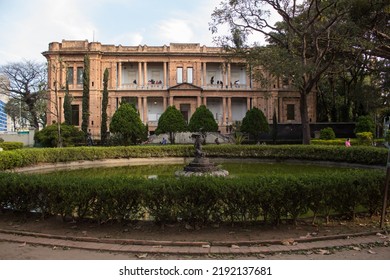 SAO PAULO, SP, BRAZIL - JULY 16, 2022: Pinacoteca Museum Seen From One Of The Lakes Of The Centenary Jardim Da Luz Park, In The Bom Retiro Neighborhood.