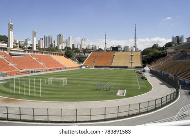 SAO PAULO, SP, BRAZIL - NOVEMBER  27, 2012- Estadio Municipal Paulo Machado De Carvalho, Colloquially Known As Estadio Do Pacaembu Is A Football Stadium In Sao Paulo, Located In The Pacaembu Neighbor