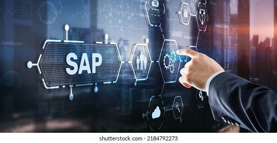 SAP Intelligent Robotic Process Automation. System Software Automation Concept On Futuristic Virtual Screen