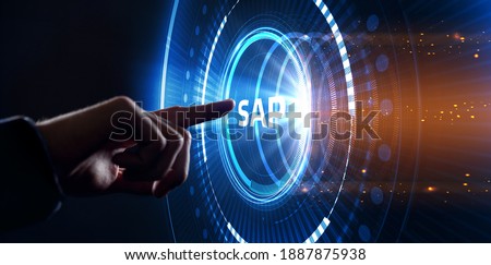 SAP System Software Automation concept on virtual screen data center. Business, modern technology, internet and networking concept